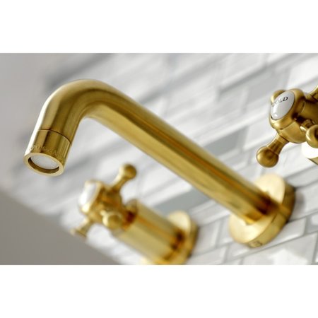 Kingston Brass KS8127BX Metropolitan 2-Handle 8" Wall Mount Bathroom Faucet, Brass KS8127BX